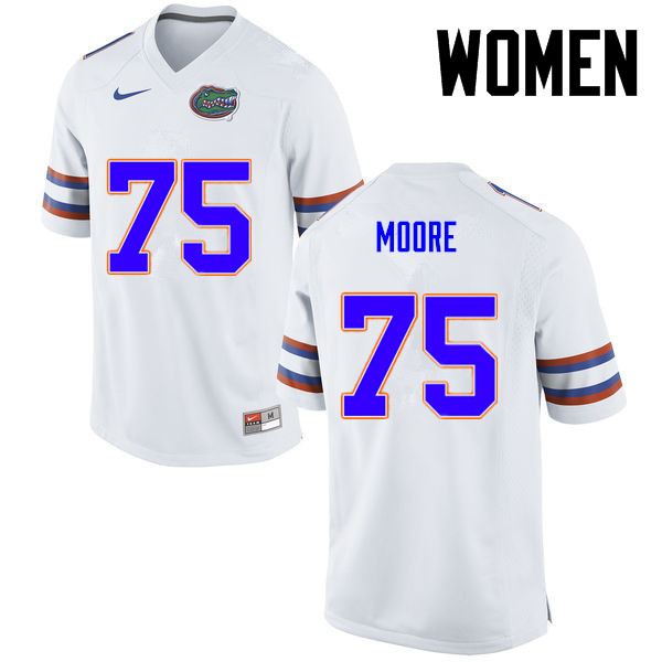 Women Florida Gators #75 TJ Moore College Football Jerseys-White